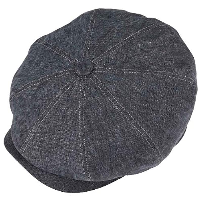 Stetson Stetson Hatteras Linen Newsboy Cap Women/Men | Made in The EU Denim ‎mens Hats & Caps