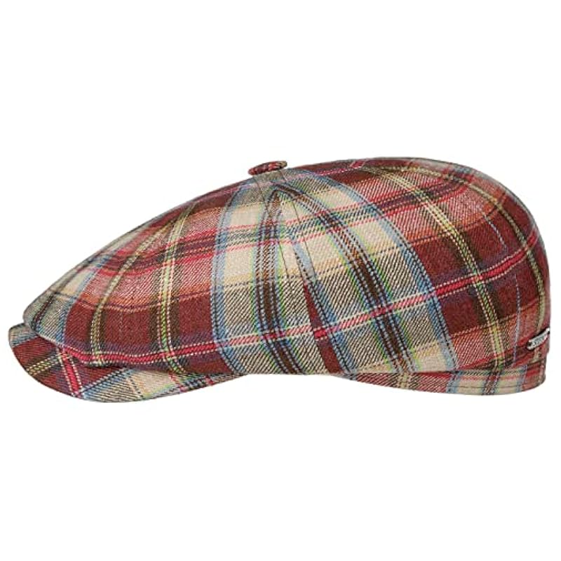 ‎mens Hats & Caps Stetson Stetson Hatteras Silk Colour Check Flat Cap Men - Made in The EU Beige