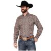 Stetson Stetson Western Shirt Mens L/S Button Paisley Red 11-001-0526-5015 RE Grey Shirts