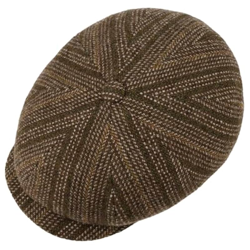 Stetson Stetson Hatteras Herringbone Stripe Flat Cap Men - Made in The EU Brown-olive Hats & Caps
