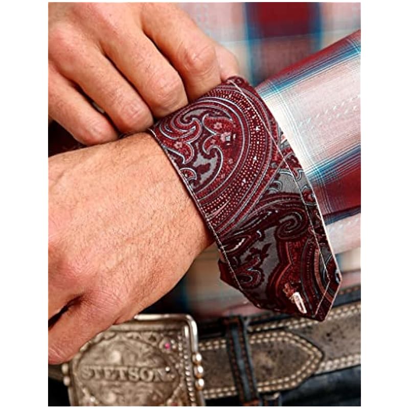 Stetson Western Shirt Mens L/S Plaid Button S Wine 11-001-0579-6042 WI Stetson ‎mens Shirts