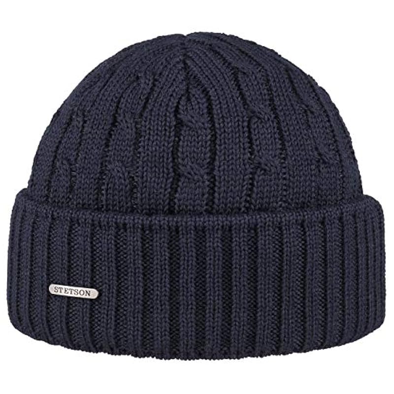 ‎womens Hats & Caps Stetson Stetson Georgia Wool Knit Hat with Cuff Women/Men - Made in Germany Blue