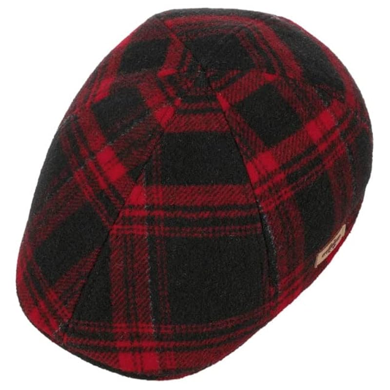Stetson Texas Shadow Plaid Flat Cap Men - Made in The EU Red Stetson ‎mens Hats & Caps