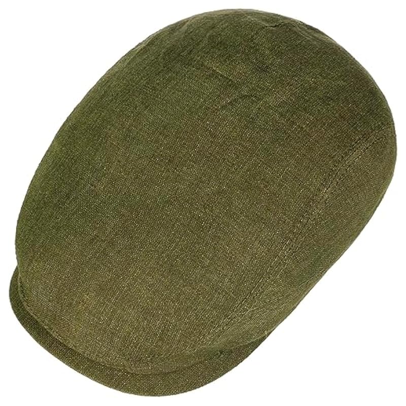 Stetson Stetson Belfast Linen Summer Flat Cap Men - Made in The EU Olive ‎mens Hats & Caps