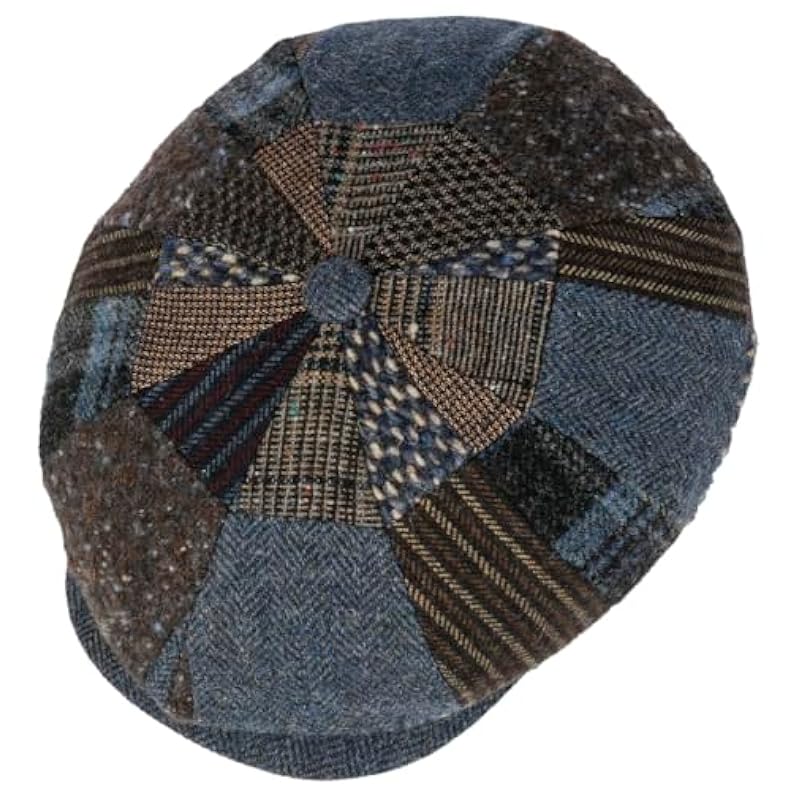 Stetson Hats & Caps ‎mens Stetson Hatteras Classic Patchwork Flat Cap Men - Made in The EU Brown-blue