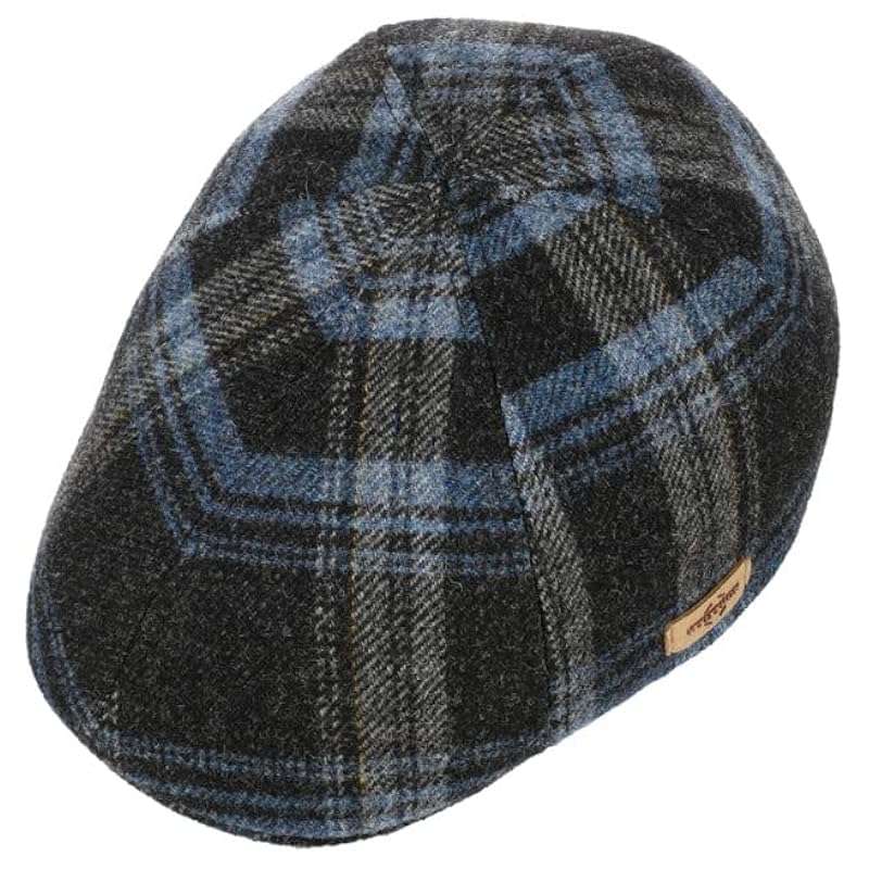 Stetson Stetson Texas Shadow Plaid Flat Cap Men - Made in The EU Blue ‎mens Hats & Caps