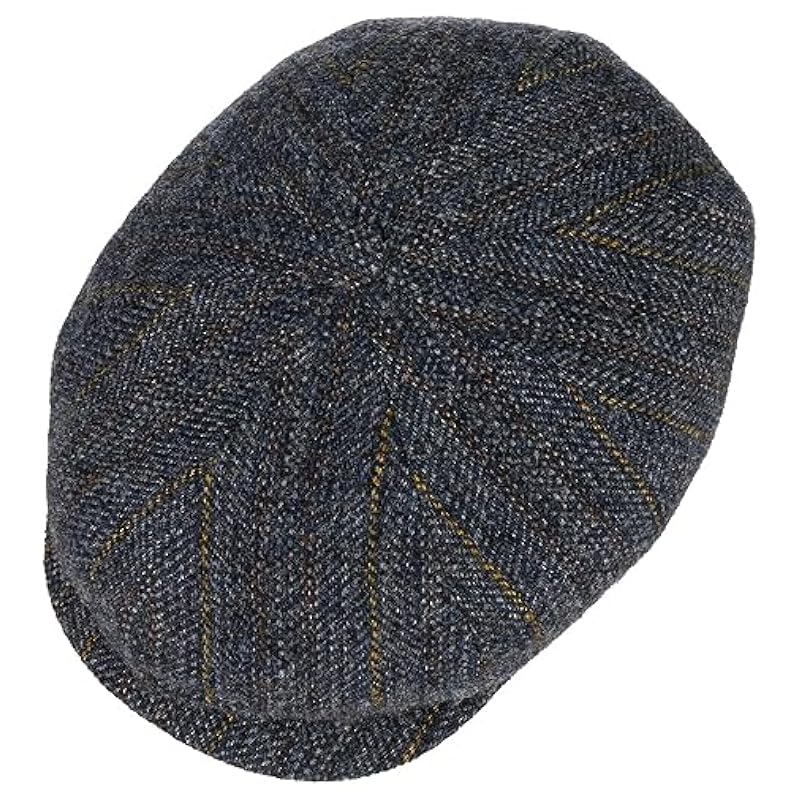 Stetson Hats & Caps ‎mens Stetson Hatteras Herringbone Stripe Flat Cap Men - Made in The EU Navy