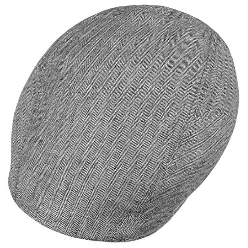 Stetson Stetson Herringbone Linen Flat Cap Men - Made in The EU Grey ‎mens Hats & Caps
