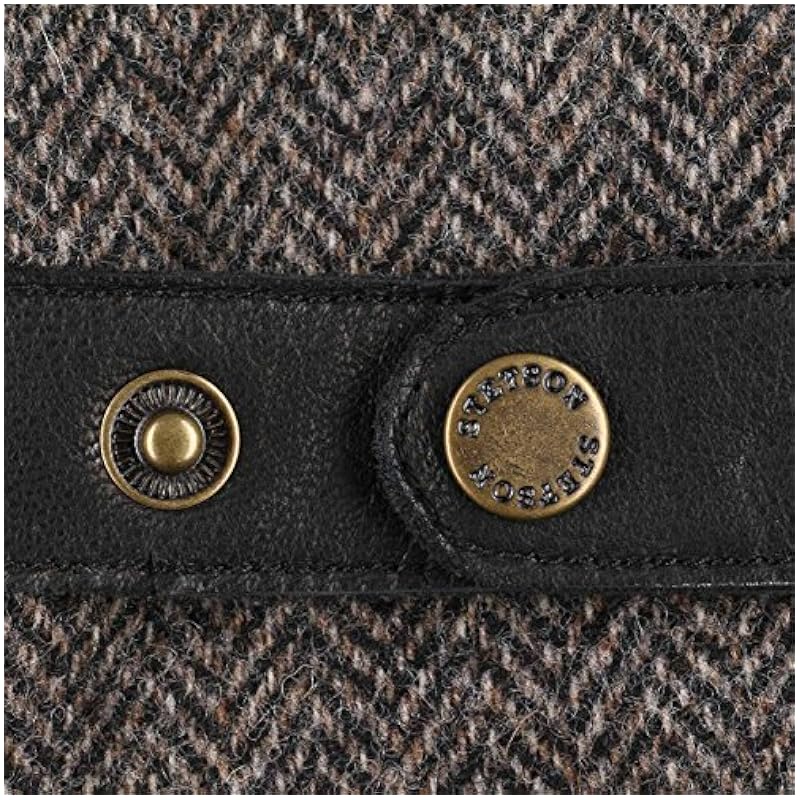 Stetson Gloves & Mittens ‎mens Stetson Herringbone Wool Leather Gloves Men - Black-grey