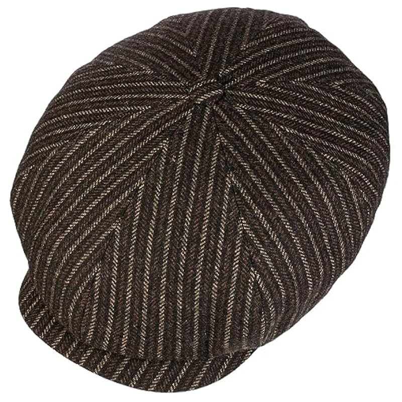 Stetson 8 Panel Woolen Stripe Flat Cap Men - Made in Germany Dark Brown Stetson ‎mens Hats & Caps